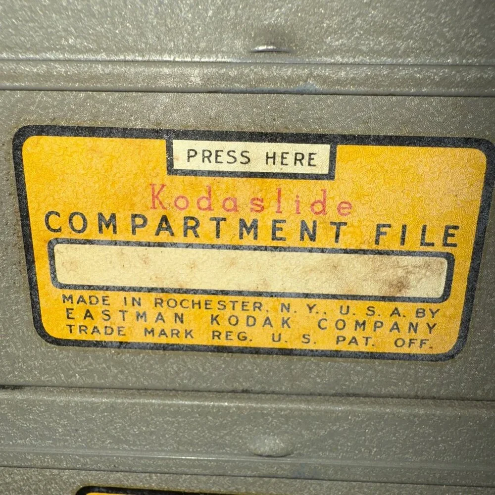 Vintage Kodak Kodaslide Compartment File Red Slide Storage Tip-Out 10 Metal Box